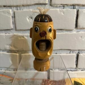 Vintage Wooden Nutcracker Screw Top Made In Taiwan